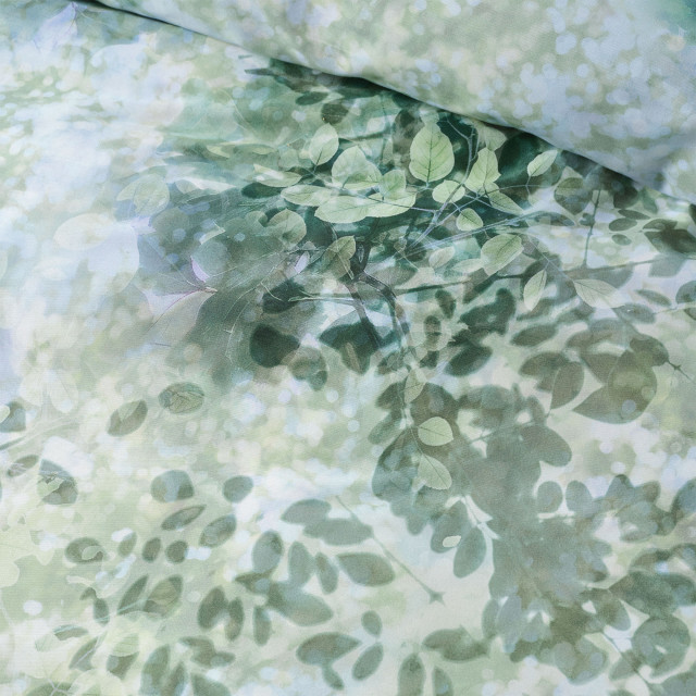Linen House Treetop Emerald Duvet Cover Set - Double detail on the bed