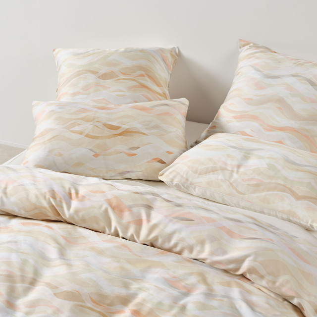 Linen House Currumbin Peach Duvet Cover Set - Double detail on the bed