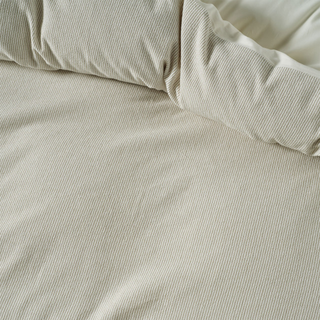 Linen House Macey Artichoke Duvet Cover Set - King detail on the bed