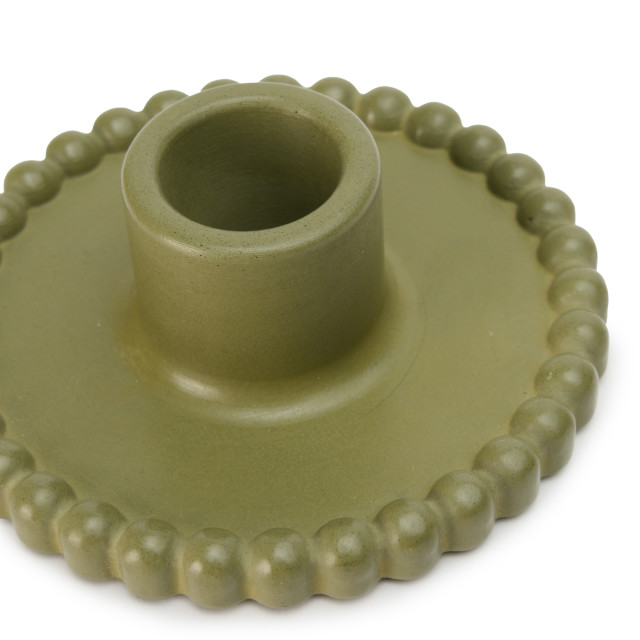 Alkaline Beaded Dinner Candle Holder - Sage Green