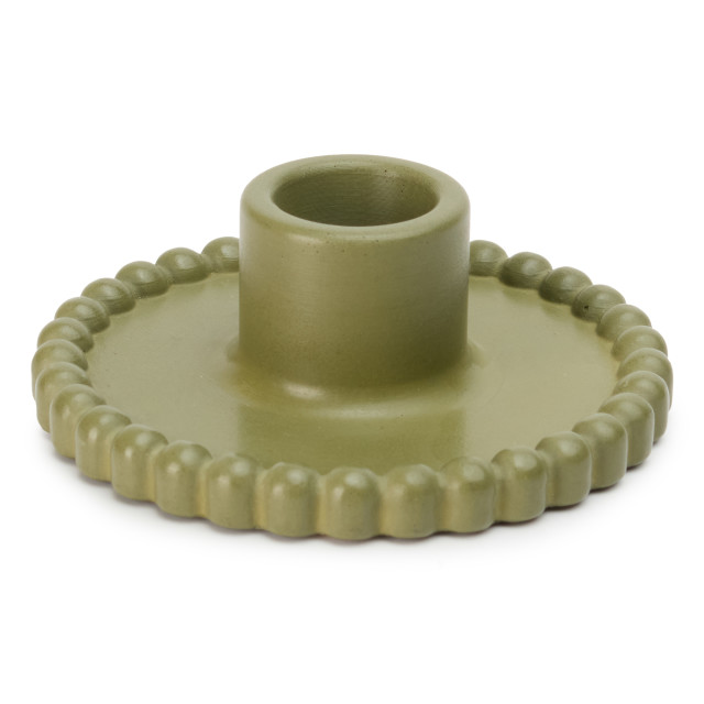 Alkaline Beaded Dinner Candle Holder - Sage Green