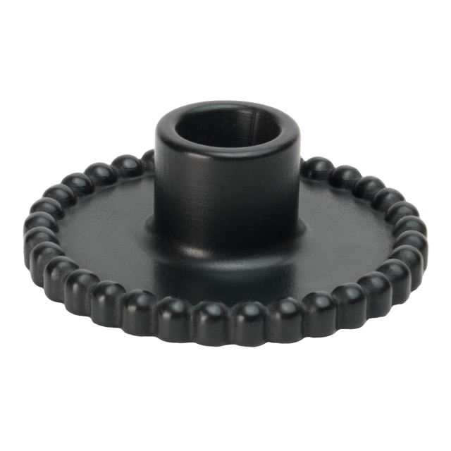 Alkaline Beaded Dinner Candle Holder - Black