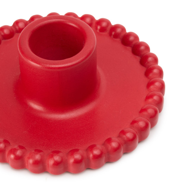 Alkaline Beaded Dinner Candle Holder - Red