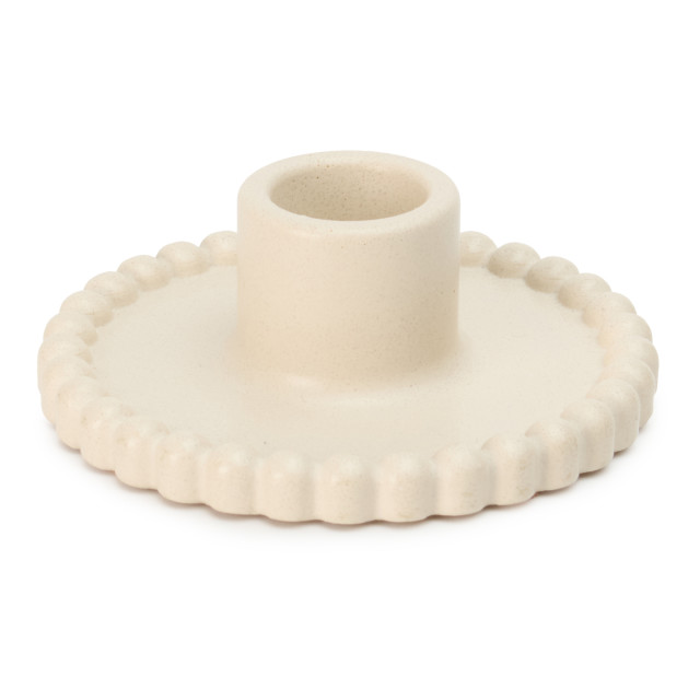 Alkaline Beaded Dinner Candle Holder - Nude