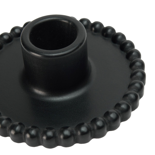 Alkaline Beaded Dinner Candle Holder - Black