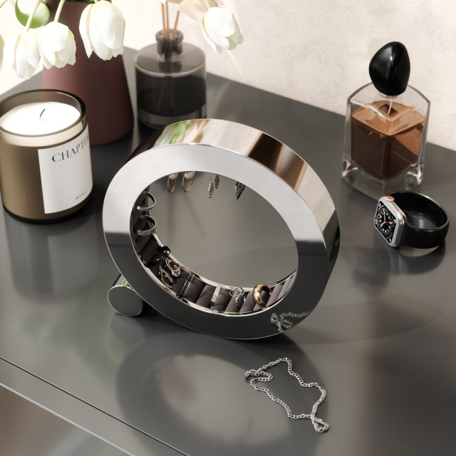 Umbra Ferris Jewellry Organiser - Metal Chrome with jewellery