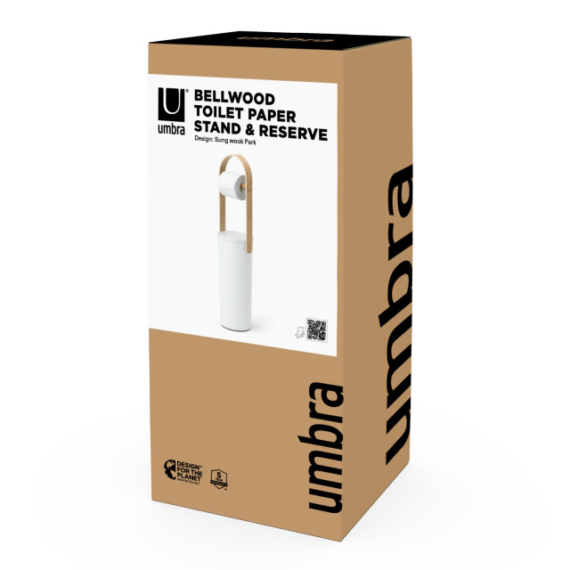 Umbra Bellwood Toilet Paper Stand - White & Natural packaging