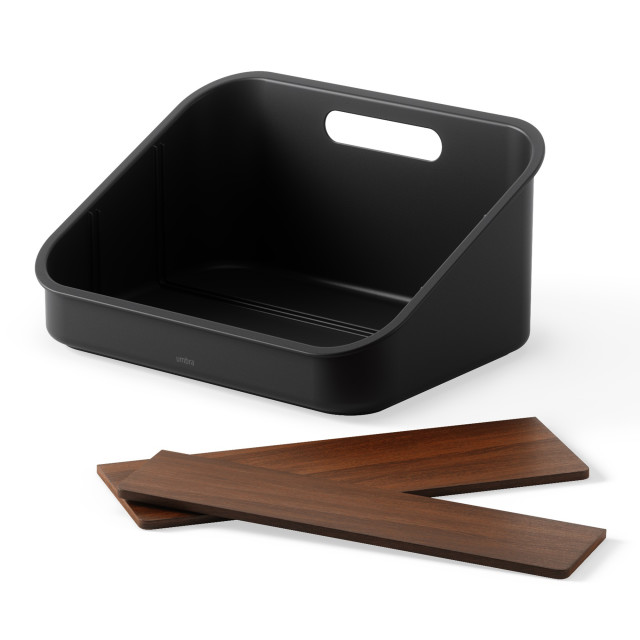 Umbra Bellwood Organiser - Black & Walnut angle