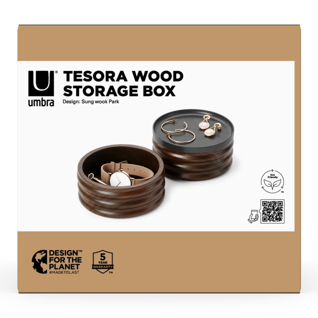 Umbra Tesora Wood Storage Box - Black & Walnut packaging