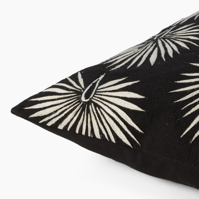 Thread Office Fan Palm Leaf Embroidered Scatter Cushion with Feather Blend Inner, 60cm x 60cm