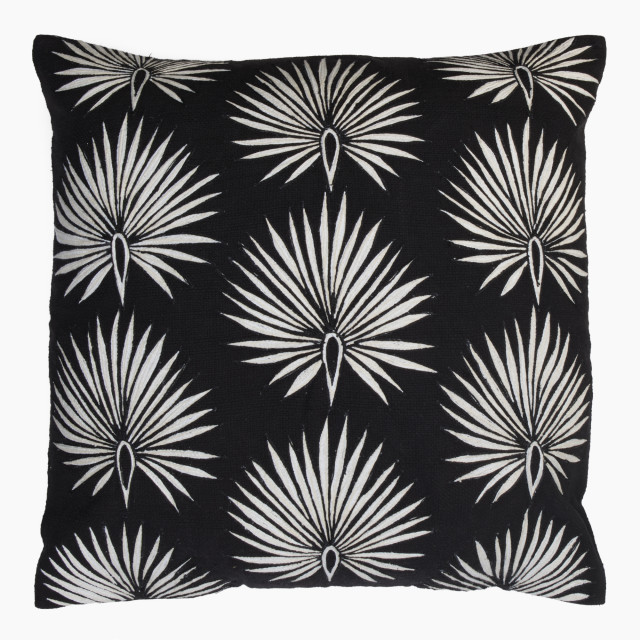 Thread Office Fan Palm Leaf Embroidered Scatter Cushion with Feather Blend Inner, 60cm x 60cm