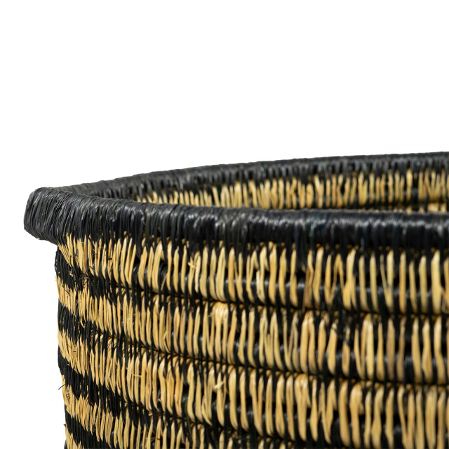 Gone Rural Medium Lindi Storage Basket - Smoke & Black detail