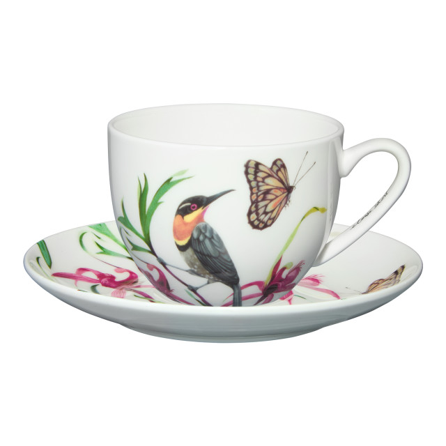 Maxwell & Williams Eloise Short Lyric Cup & Saucer, 240ml - Spinebill Honeyeater