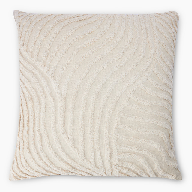 Thread Office Natural Wave Embroidered Scatter Cushion with Feather Blend Inner, 60cm x 60cm