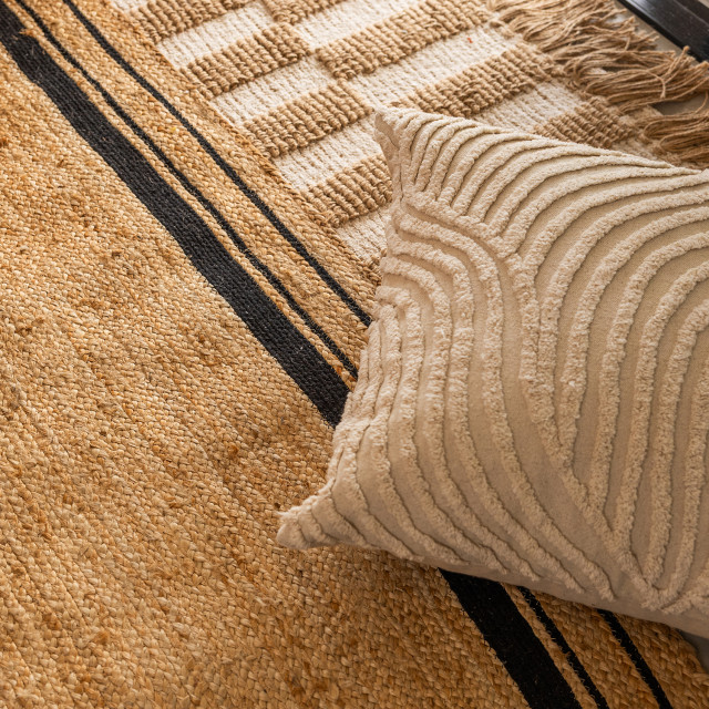 Lifestyle image of Thread Office Natural Wave Embroidered Scatter Cushion with Feather Blend Inner, 60cm x 60cm