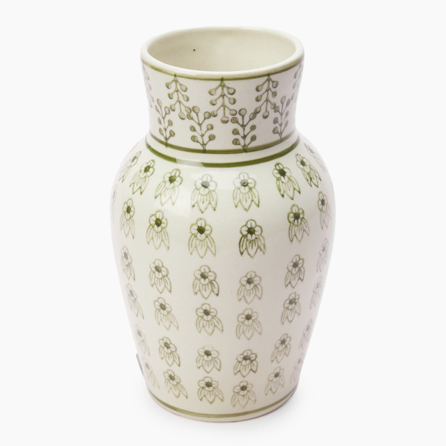 Thread Office Green Blocks Hand Painted Vase