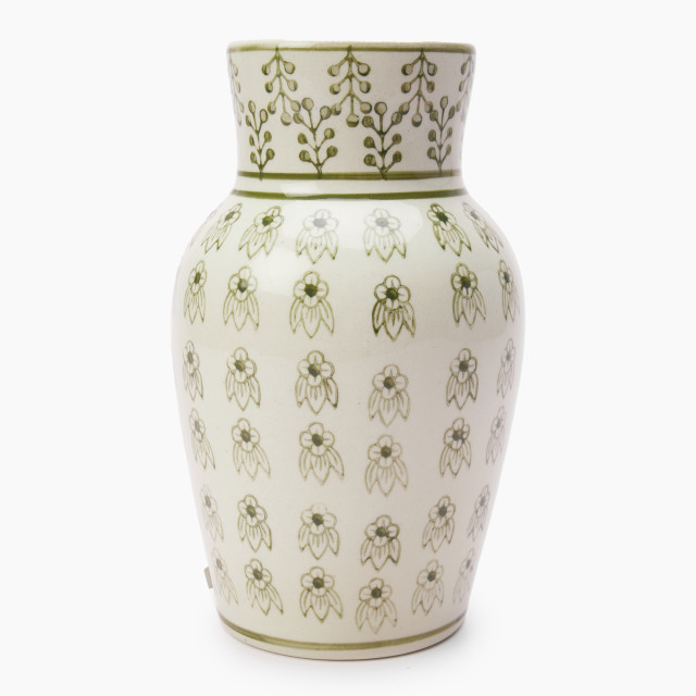 Thread Office Green Blocks Hand Painted Vase