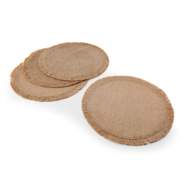 Mikasa Brown Round Hessian Placemats, Set of 4 angle