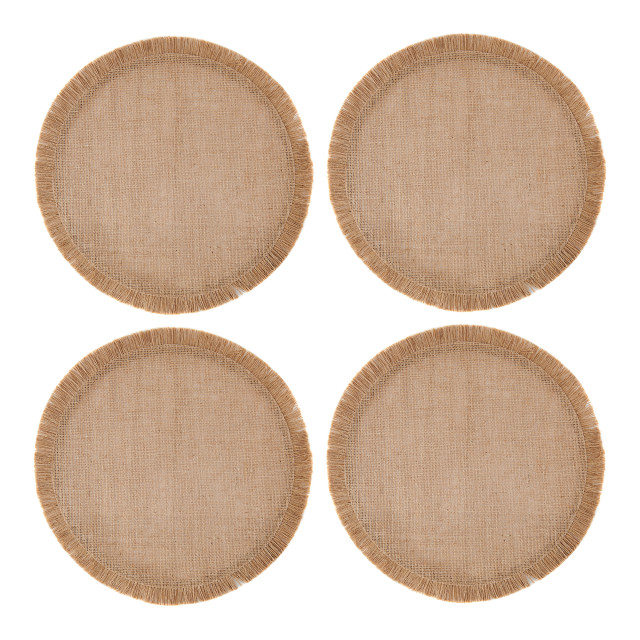 Mikasa Brown Round Hessian Placemats, Set of 4