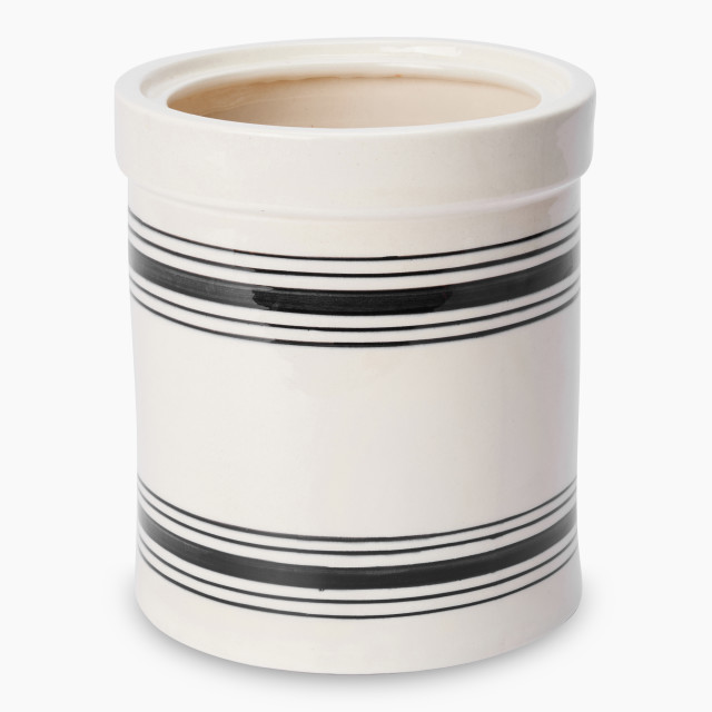 Thread Office Black Variegated Stripe Ceramic Planter