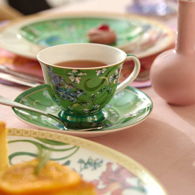 Maxwell & Williams Estelle Michaelides Mystique Tall Cups & Saucers, Set of 8 on the table