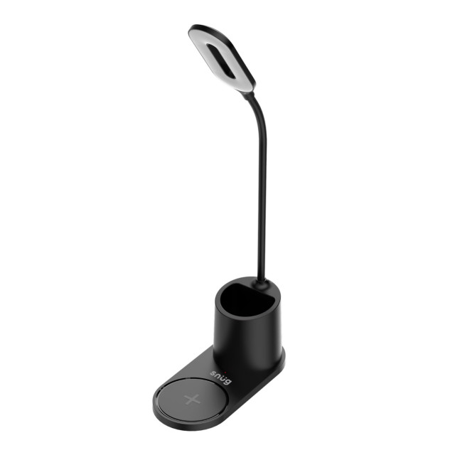 Snug Wireless Charger Pad with LED Light & Pen-Holder, 15W angle