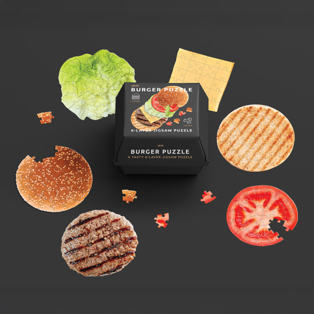 Pikkii Burger Layer Jigsaw Puzzle, 160-Piece with the packaging