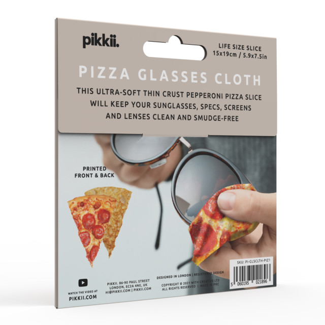 Pikkii Pizza Microfibre Glasses and Lens Cleaning Cloth angle
