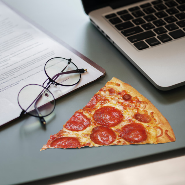 Pikkii Pizza Microfibre Glasses and Lens Cleaning Cloth on the desk