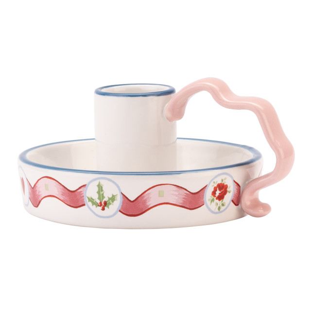 Cath Kidston Christmas Journey Holly Spot Candlestick Holder angle