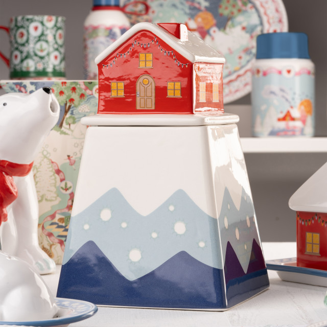 Cath Kidston Christmas Journey Storage Jar on the table