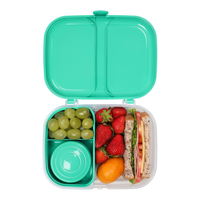 Sistema Ribbon Lunchbox with Mini Bite Box, 1.1L - Teal angle with lunch