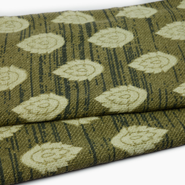 Thread Office Green Block Print Cotton Throw, 180cm x 200cm close up