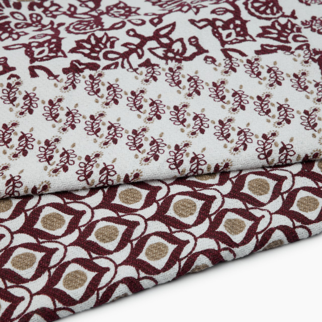 Thread Office Cinnamon Block Print Cotton Throw, 180cm x 200cm close up