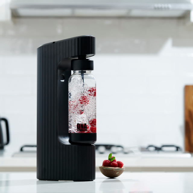 DNA Sparkler Soda Water Maker with Cylinder - Midnight Black angle