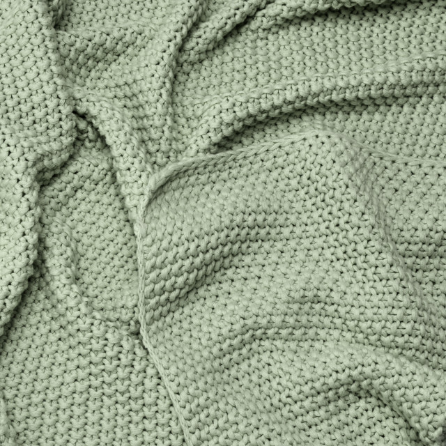 Thread Office Sage Knitted Cotton Throw, 180cm x 200cm