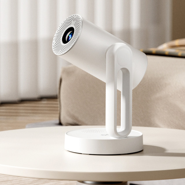 Etoe Starfish Google Certified 4K Android Smart TV Projector on a coffee table