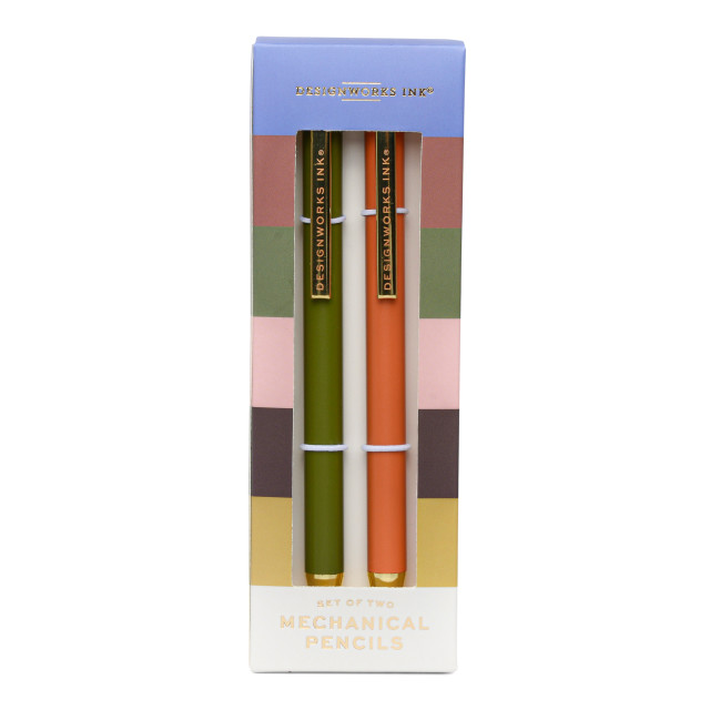 Designworks Ink Mechanical Pencils, Set of 2 - Army Green & Chili packaging angle