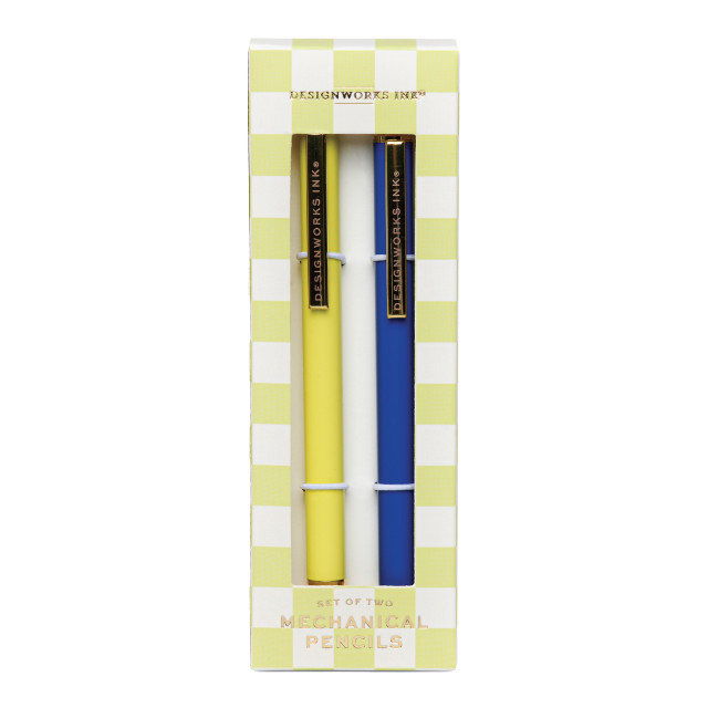 Designworks Ink Mechanical Pencils, Set of 2 - Cobalt & Citron packaging angle