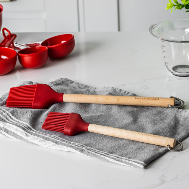 KitchenAid Birchwood Basting Brush on the kitchen counter