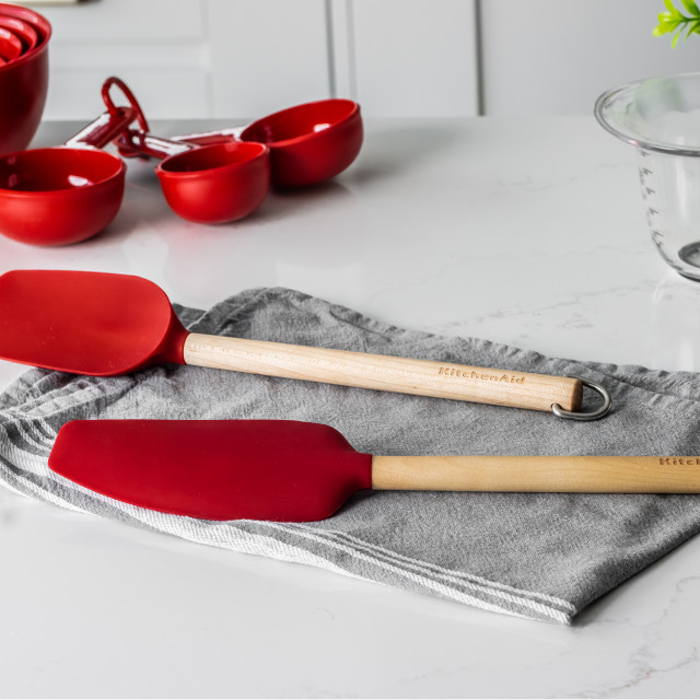 KitchenAid Birchwood Mixer Spatula on the kitchen counter