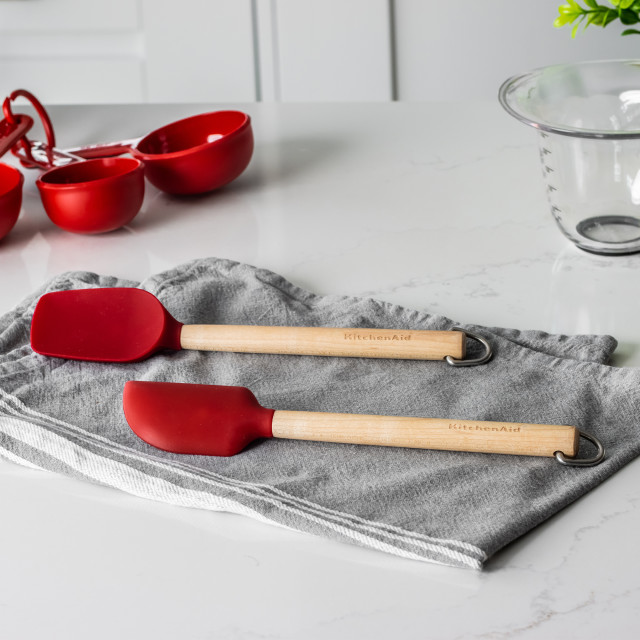 KitchenAid Birchwood Mini Spatulas, Set of 2 on the kitchen counter
