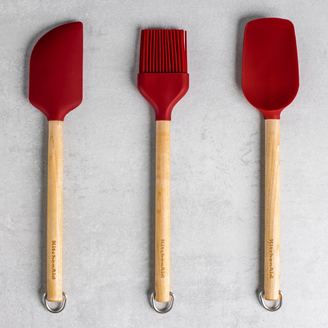 KitchenAid Birchwood Pastry Brush with other utensils
