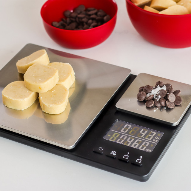 KitchenAid Dual Platform Kitchen Scale with baking ingredients