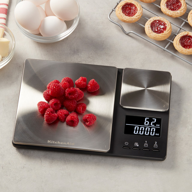 KitchenAid Dual Platform Kitchen Scale with raspberries