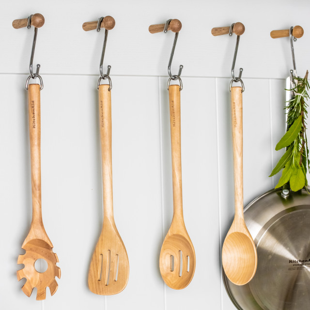 KitchenAid Birchwood Slotted Spoon with other utensils