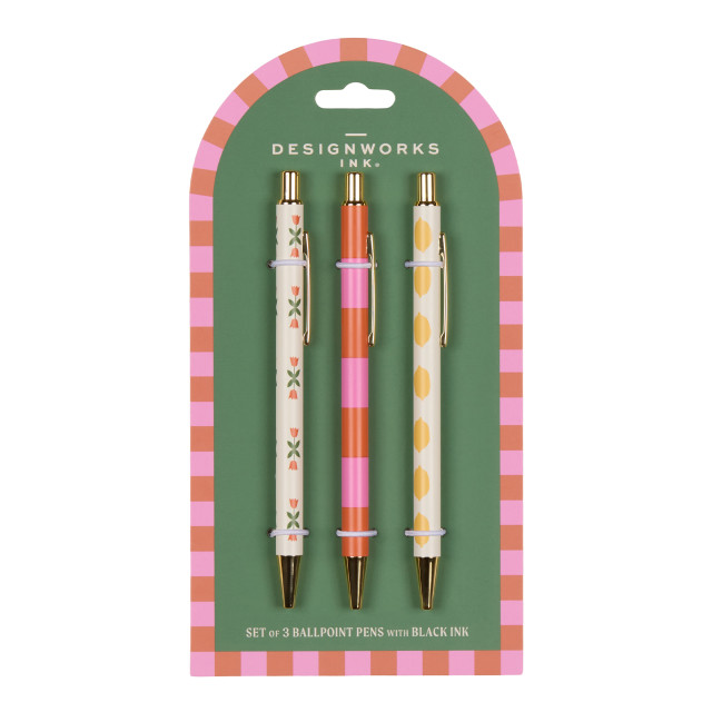 Designworks Ink A Dopo Pens, Set of 3 - Flower, Stripe, Lemon