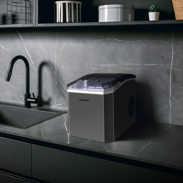 SnoMaster Counter-Top Bullet Ice-Maker, 12kg on the kitchen counter