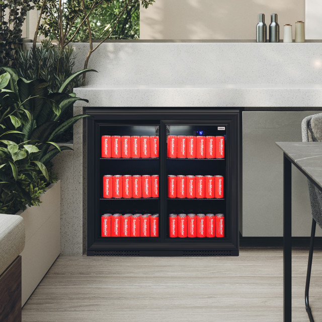SnoMaster Under-Counter Sliding Door Beverage Cooler, 200L with cans 