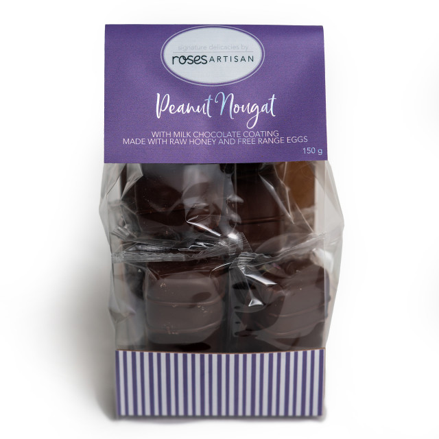 Rose's Delicacies Peanut Nougat Bites with Milk Chocolate, 150g angle